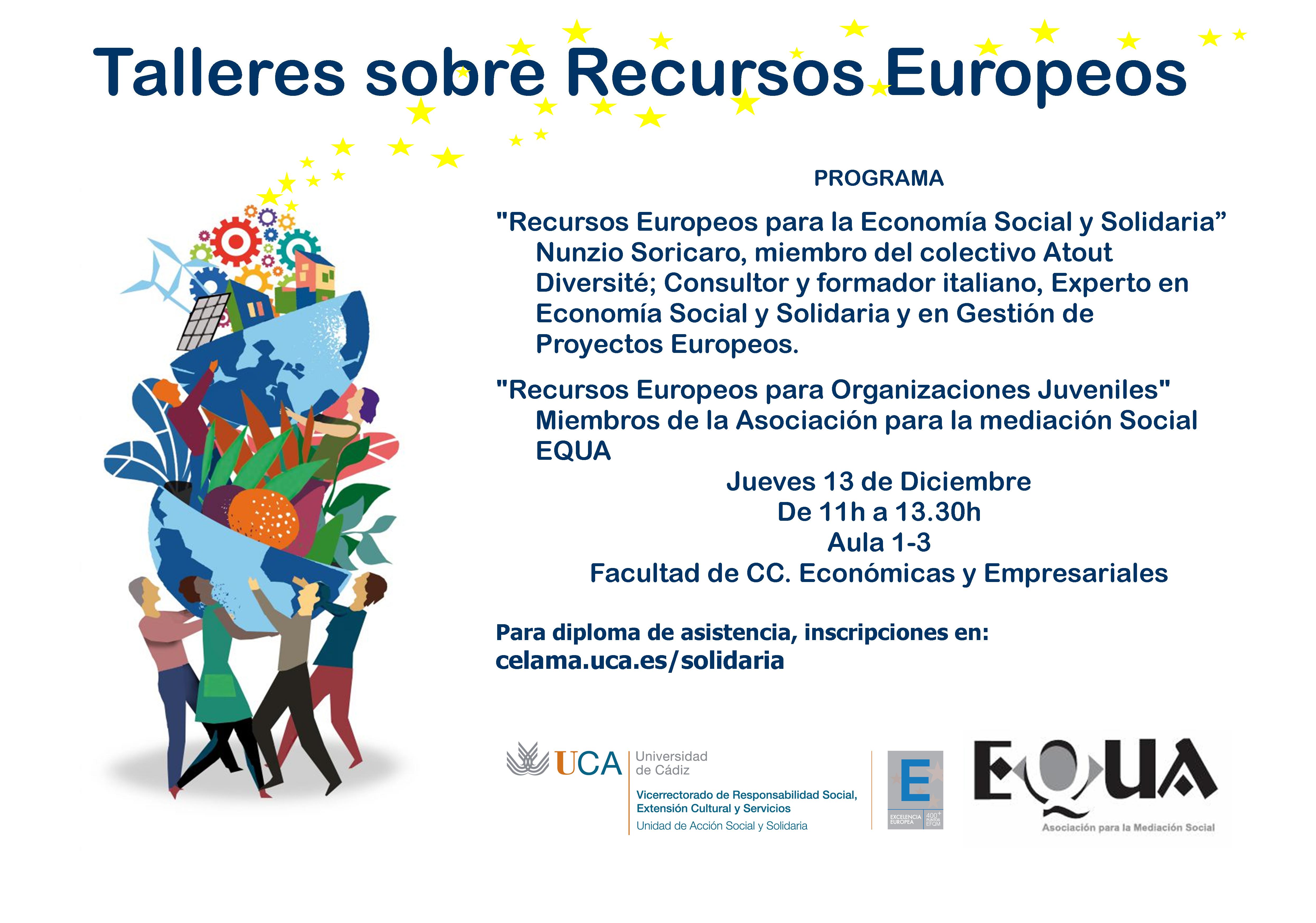 13 de diciembre. 11h. Talleres sobre recursos europeos. Campus de Cádiz