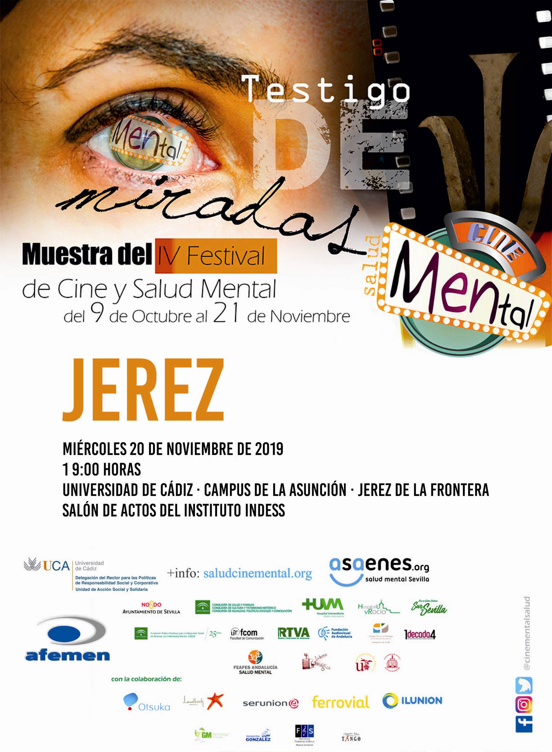La UCA acoge el IV Festival Internacional de Cortos y Salud Mental. 20 de noviembre. Campus de Jerez