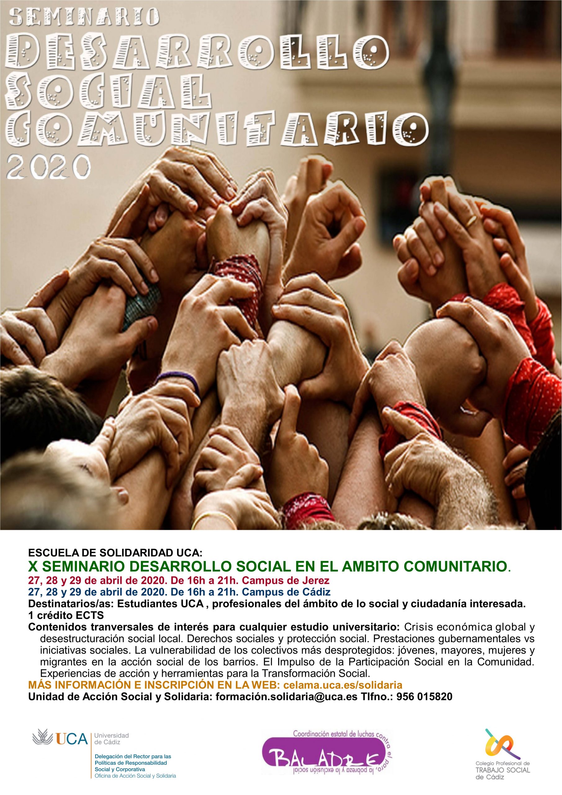 Campus Cádiz y Jerez. X Seminario “Desarrollo Social en el Ámbito Comunitario”. Escuela de Solidaridad UCA.