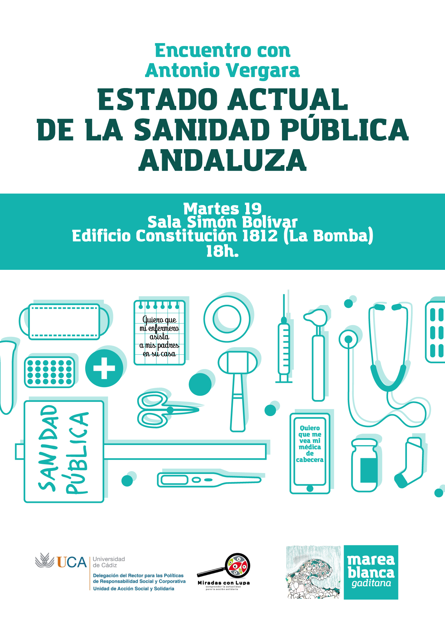 19 de octubre. 18h. Encuentro con Antonio Vergara: “Estado actual de la sanidad pública andaluza”