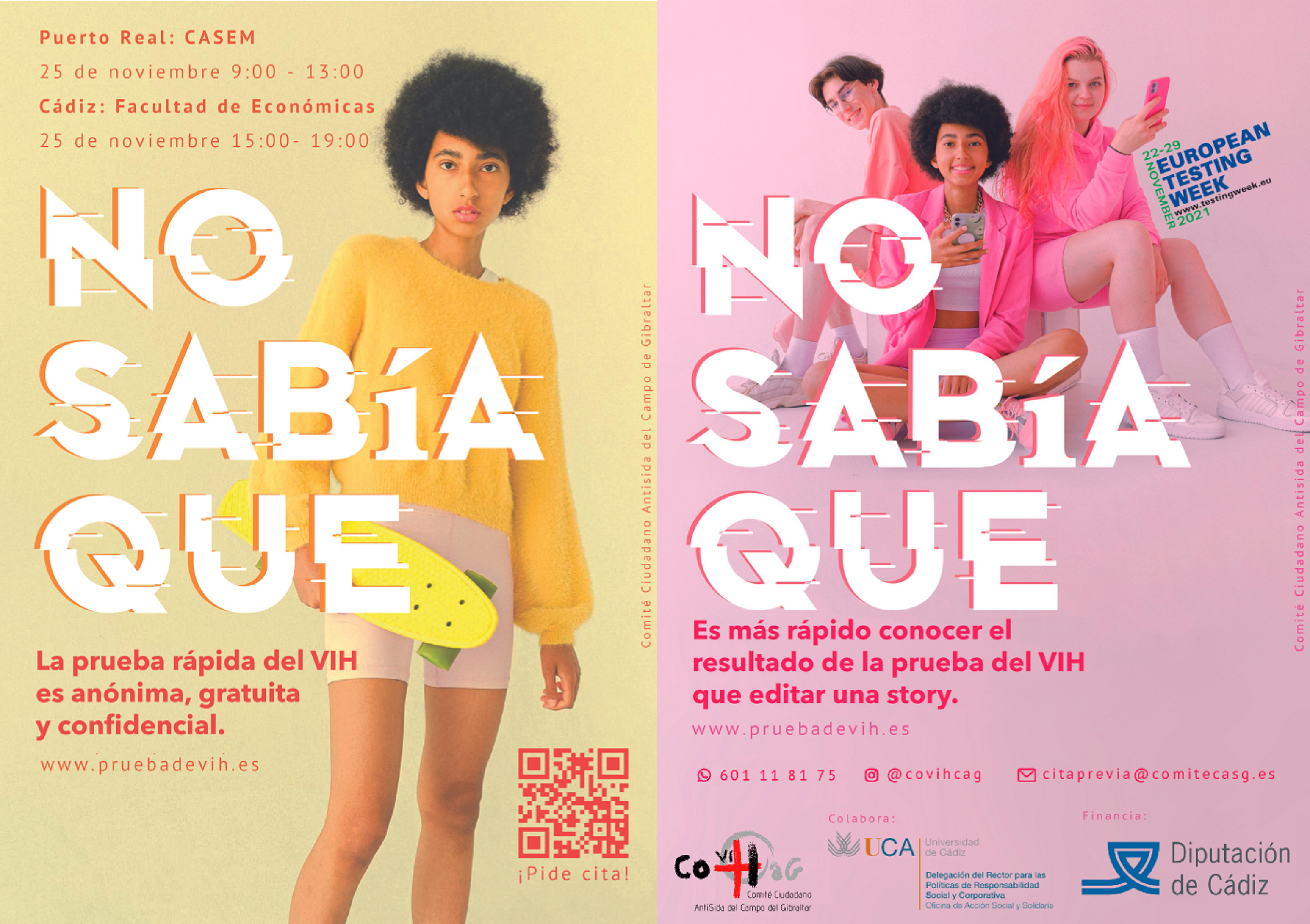 25 de noviembre: Campaña Anti Sida. Campus de Cádiz y Puerto Real. Hazte la prueba…