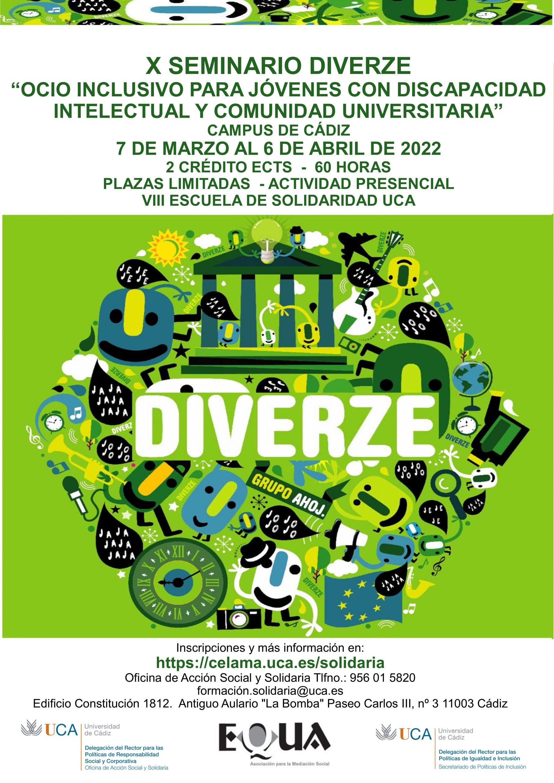 X Seminario Diverze: Ocio Inclusivo para jóvenes con discapacidad intelectual y comunidad universitaria. Del 7 de marzo al 6 de abril de 2022.