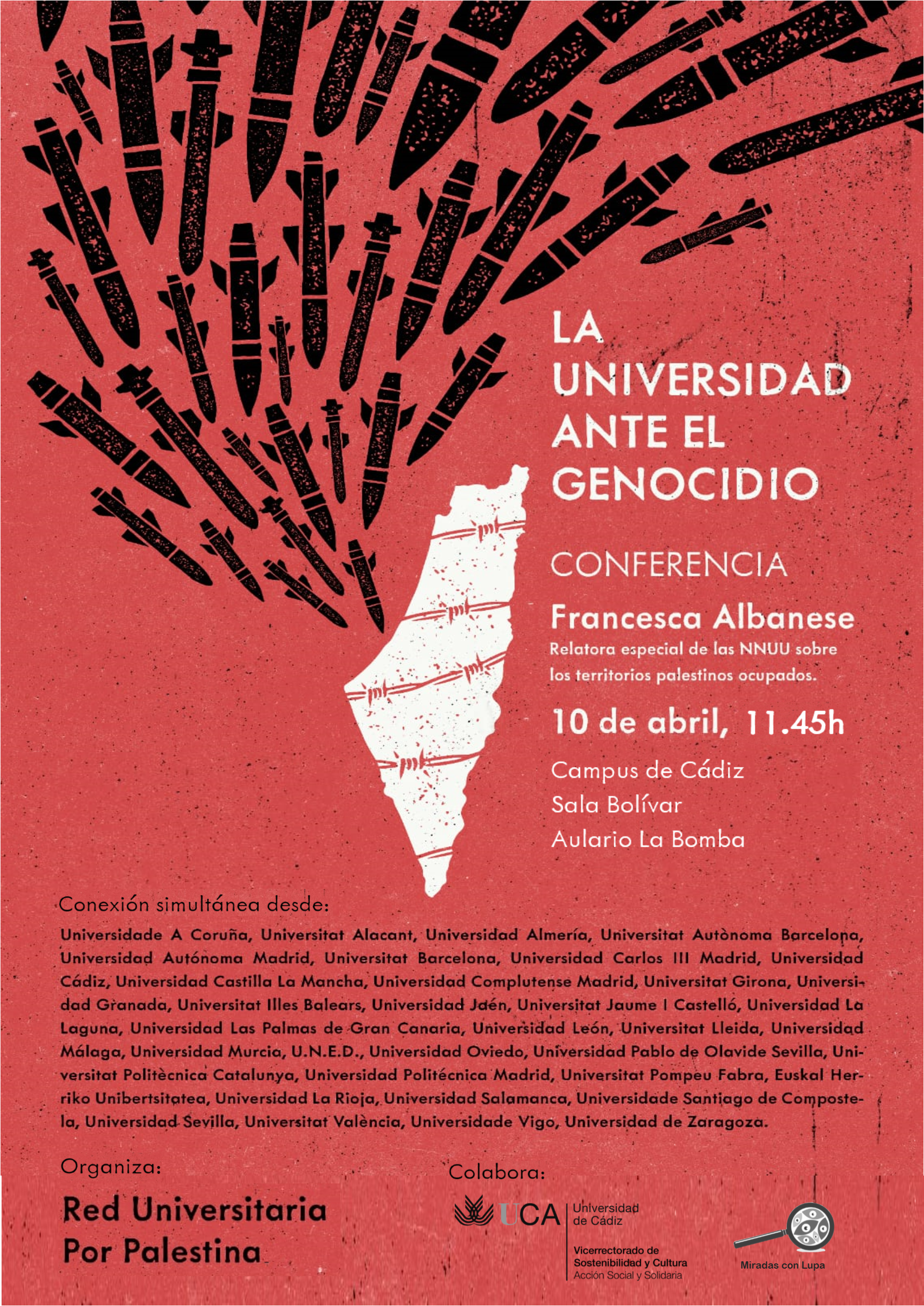 “La universidad ante el genocidio”. Conferencia de Francesca Albanese, Relatora especial de las Naciones Unidas sobre los territorios palestinos ocupados.