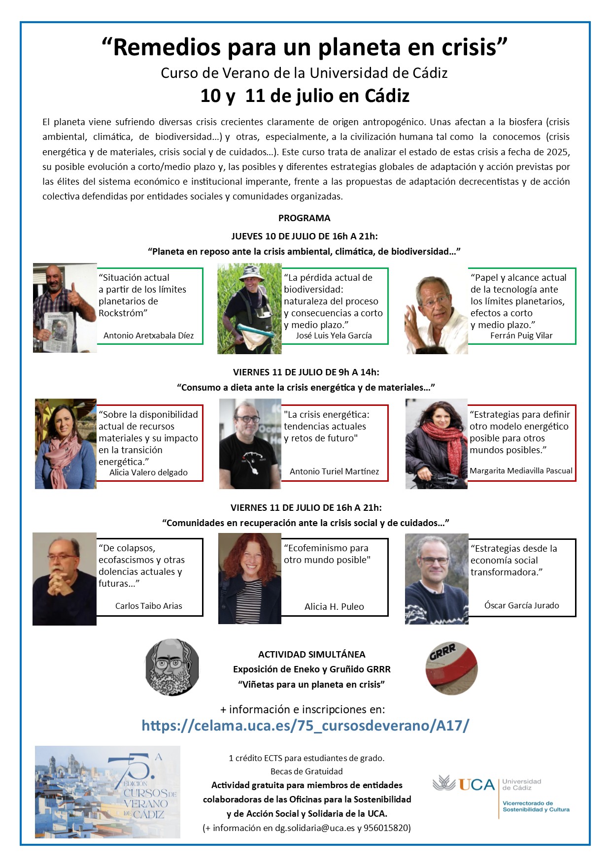 Curso de Verano: “Remedios para un planeta en crisis” 10 y 11 de julio. Cádiz