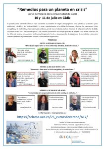 Curso de Verano: “Remedios para un planeta en crisis” 10 y 11 de julio. Cádiz