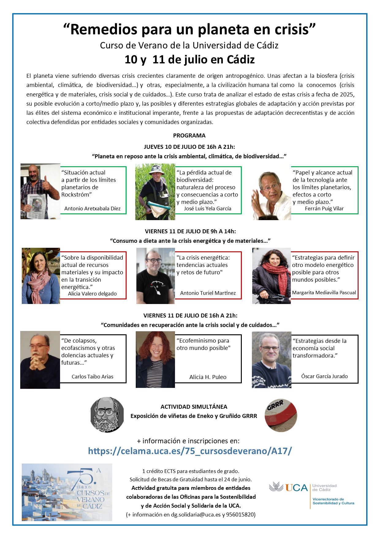 Curso de Verano: “Remedios para un planeta en crisis” 10 y 11 de julio. Cádiz