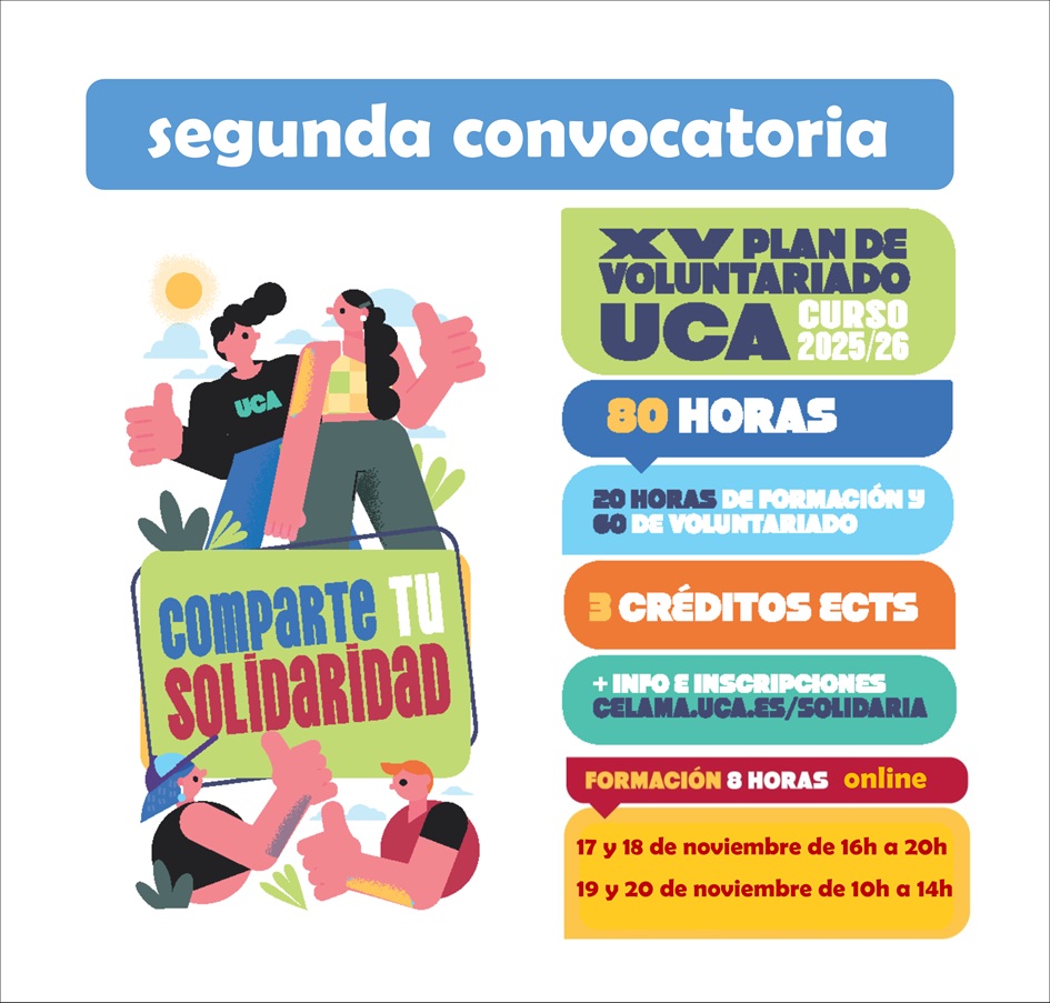 Abierto plazo de inscripción de la 2ª convocatoria del XV Plan de Voluntariado UCA